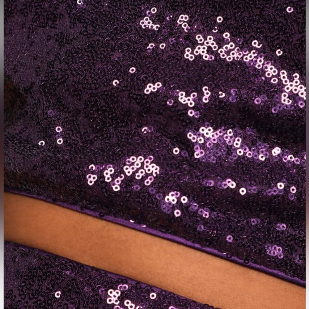 LULUS Purple Sequin Lace-Up Two-Piece Mini Dress NWT Size Large - Picture 14 of 14